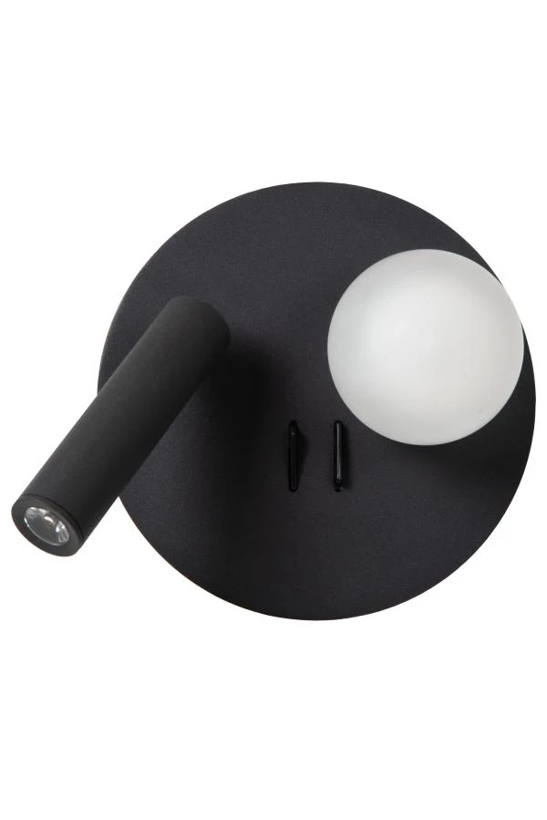 Lucide MATIZ - Bedside lamp / Wall light - Ø 16,5 cm - LED - 3000K - With USB charging point - Black - turned off